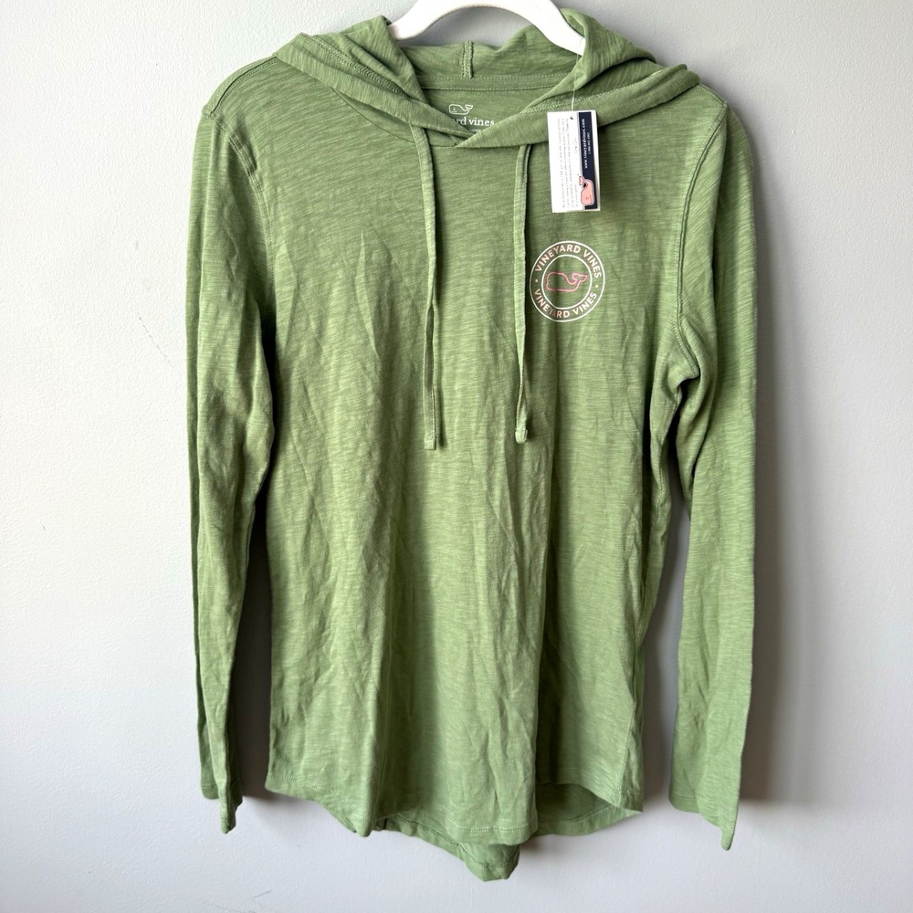 Vineyard Vines Women's Green Logo Hooded Pullover Hoodie Long Sleeve Cotton XS